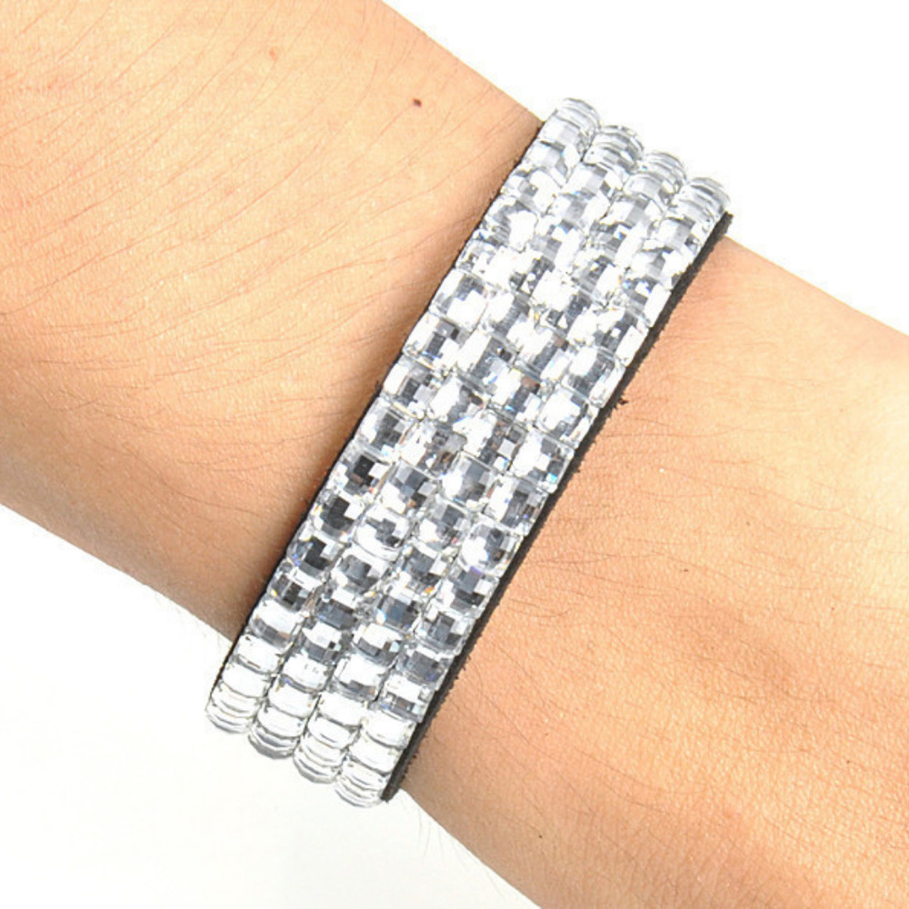 4 Row Rhinestone Bling Bracelet - Picture 2 of 2
